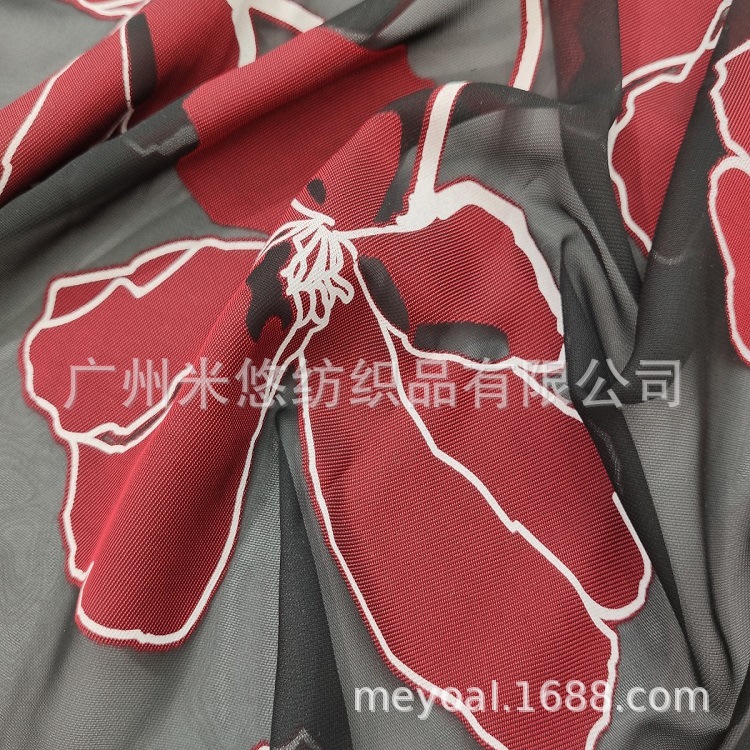 仿真丝镂空飘逸 大提花 柔软立体烧花 混纺丝柔大气提花 女装面料