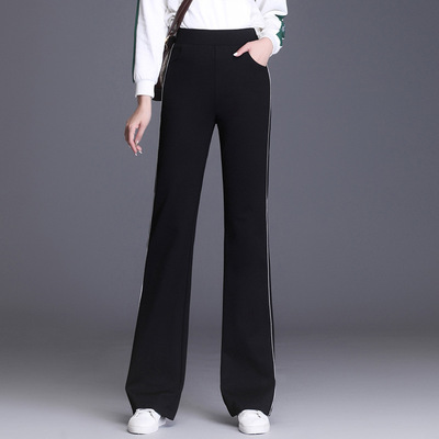 black Paige Elastic force Korean Edition Straight Bell-bottoms trousers Korean Edition Easy Versatile Sports pants student