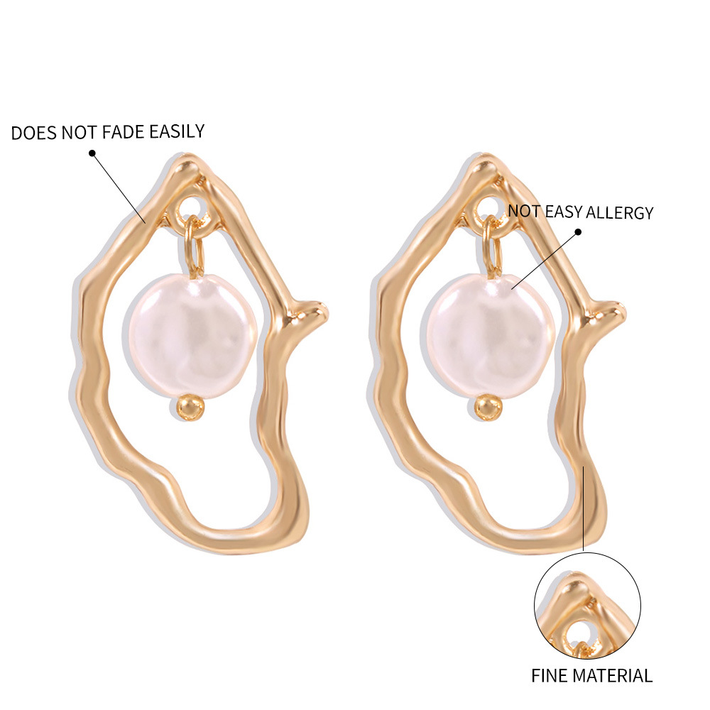 Fashion Irregular Pearl Earrings Wholesale Women's Geometric Stud Earrings Nihaojewelry display picture 2