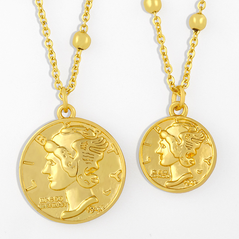 Simple Coin Pendant Necklace display picture 2