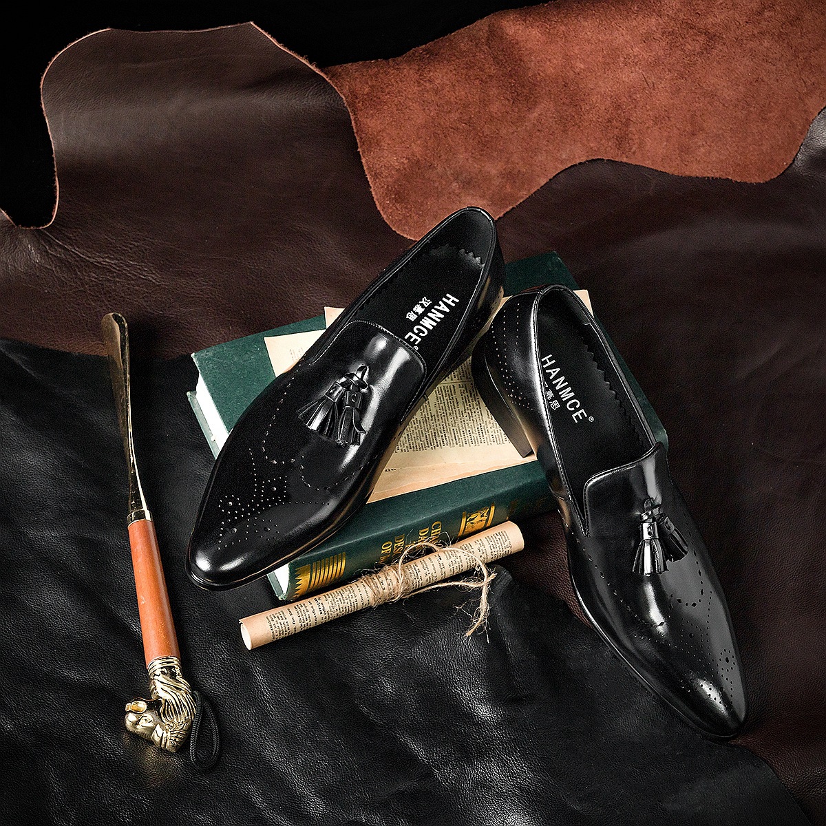 [Potente fábrica GAO calidad] mocasines de piel de vaca de los hombres Penny zapatos de negocios zapatos de cuero casuales zapatos de los hombres