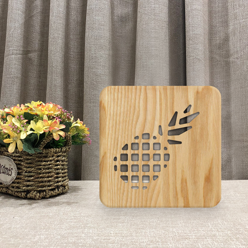 菠萝摆件家居饰品实木台灯 木制品工艺品一件代发FS-T2144W