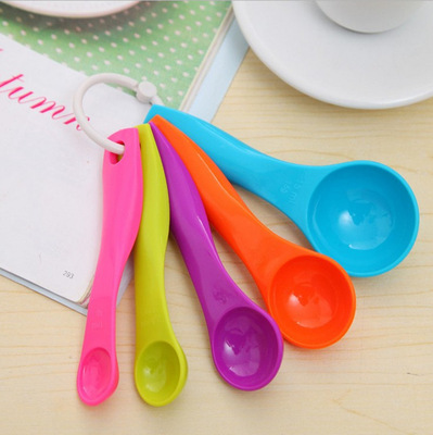 厂家直销 烘焙用具DIY蛋糕烘焙奶粉勺带刻度 五件套塑料彩色量勺|ru