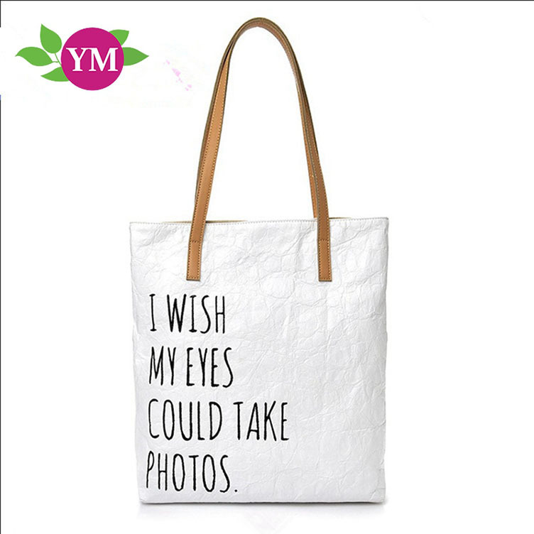 厂家供应水洗杜邦纸袋 批发logo单肩手提牛皮纸耐撕购物袋