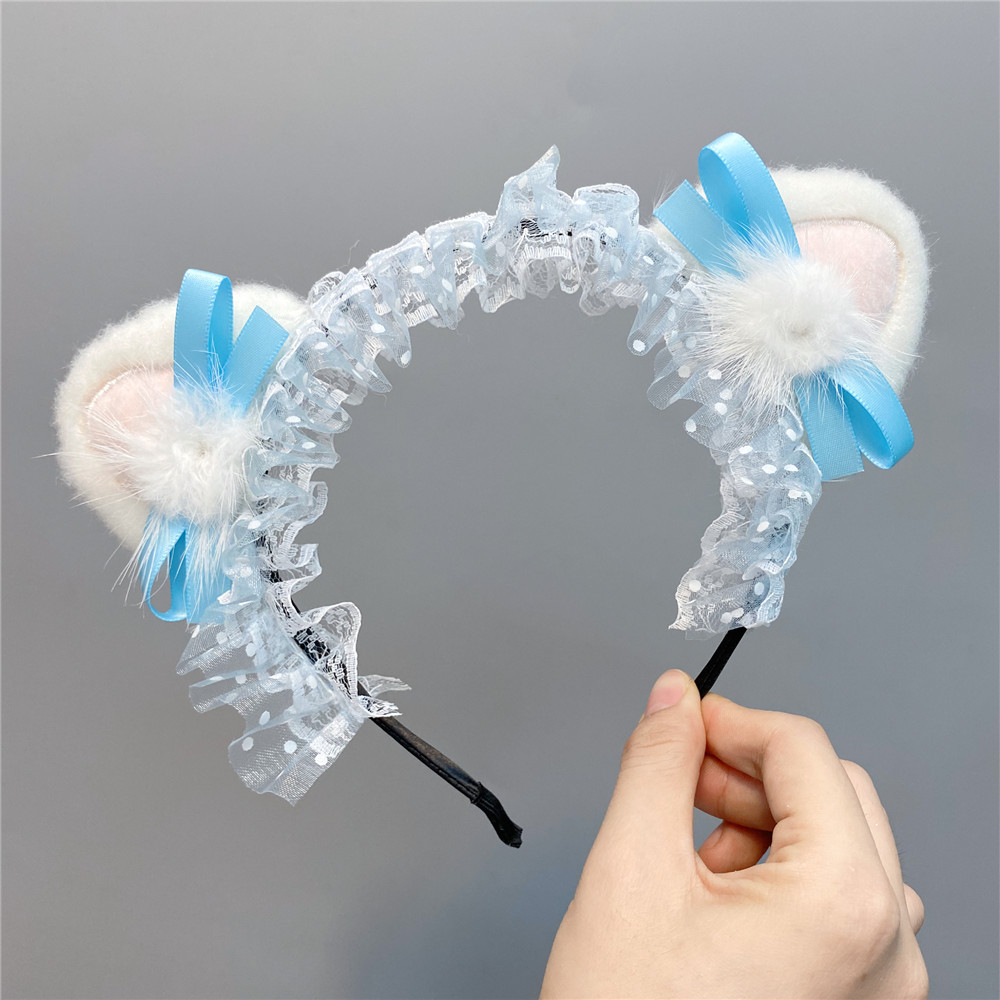 Cute Cat Ears Lace Headband display picture 6