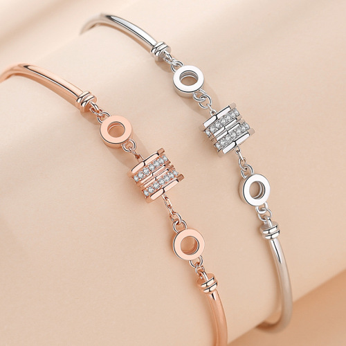 Jin Hongyu's new small waist bracelet sterling silver niche design bestie style rose gold bracelet light luxury gift jewelry