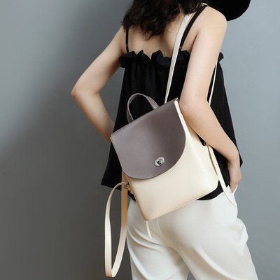 书包双肩包女2022新款时尚真皮背包百搭大容量韩版高中女包森系
