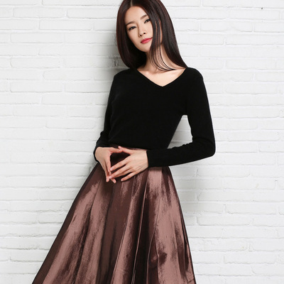 秋冬女韓版斜領修身短款套頭毛衣純色針織打底衫壹件代發批發1189