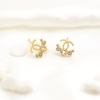 diy饰品配件925银针几何锆石耳饰配件 铜镀14K真金色手工耳环材料