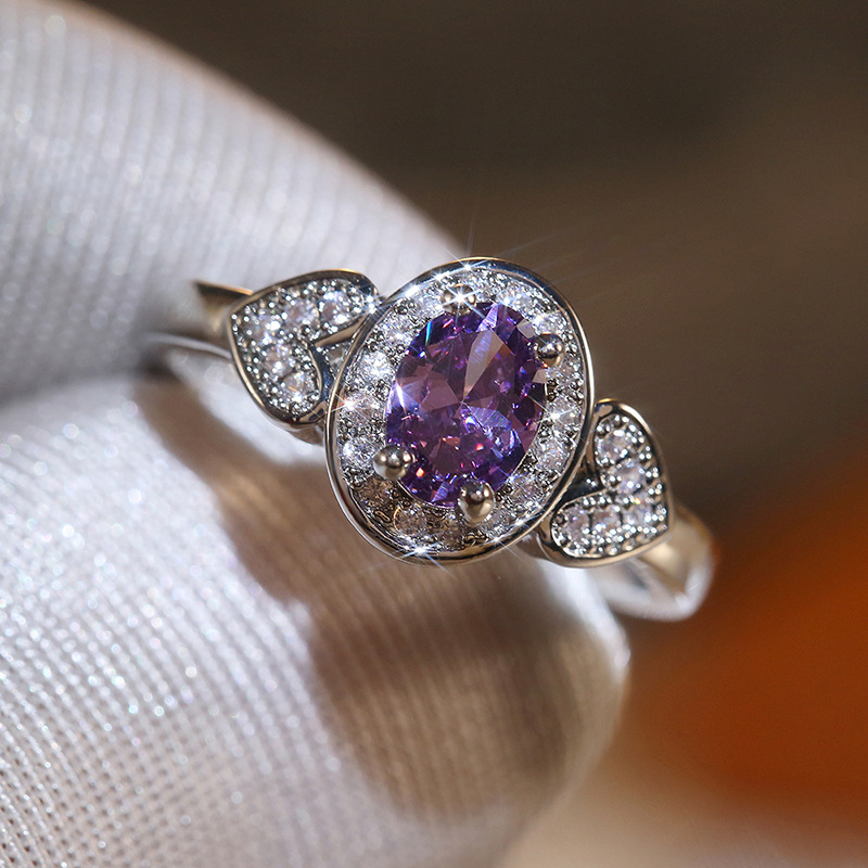 Fashion Creative New Retro Purple Zircon Ladies Copper Ring Hand Jewelry display picture 6