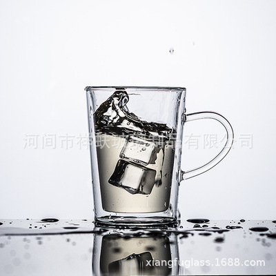 double-deck transparent Glass Water cup With cover heat insulation Tea cup household Office originality Coffee cup