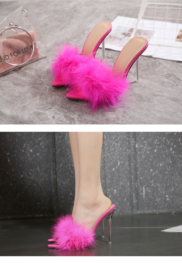 feather crystal high-heel pointed sandals NSSO59520