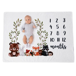 Baby milestone blanket flannel baby photo photography props photo growth Memorial blanket thickened blanket