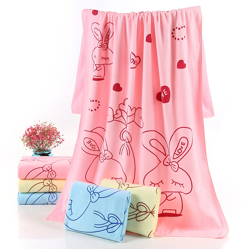 Bath Towel Household Men's and Women's Printed Beach Towel Adult Personalized Cartoon Soft Absorbent Cute Quick-drying Gifts