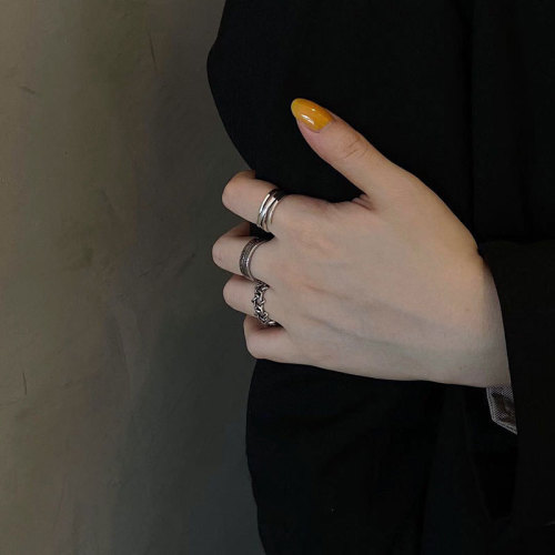 925 Pure Silver Ring for Women - Personality Hip-Hop Open Simple Roman Numerals Ring - Cold Style, Unique, Ins Retro Band