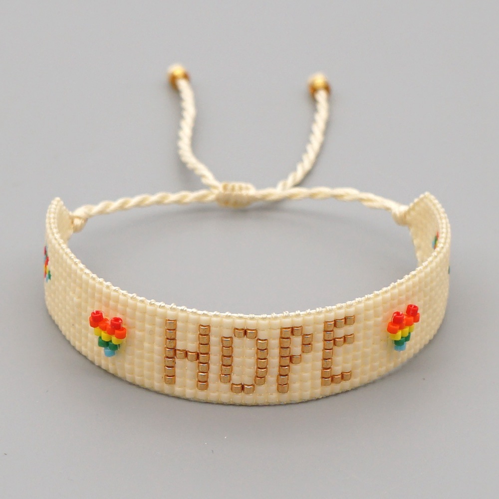 Bohemian Ethnic Miyuki Rice Beads Handmade Beaded Color Love Hope Hope Letter Bracelet display picture 5