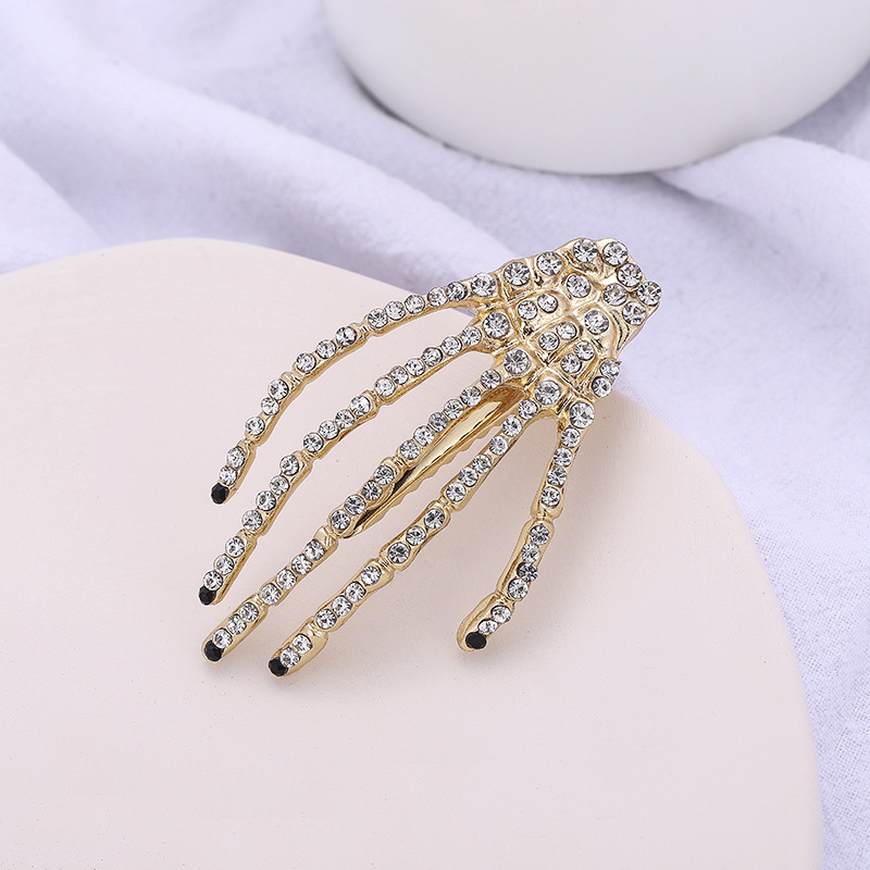 Hand Pattern Fashion Hand Alloy Plating Rhinestones Hair Clip 1 Piece