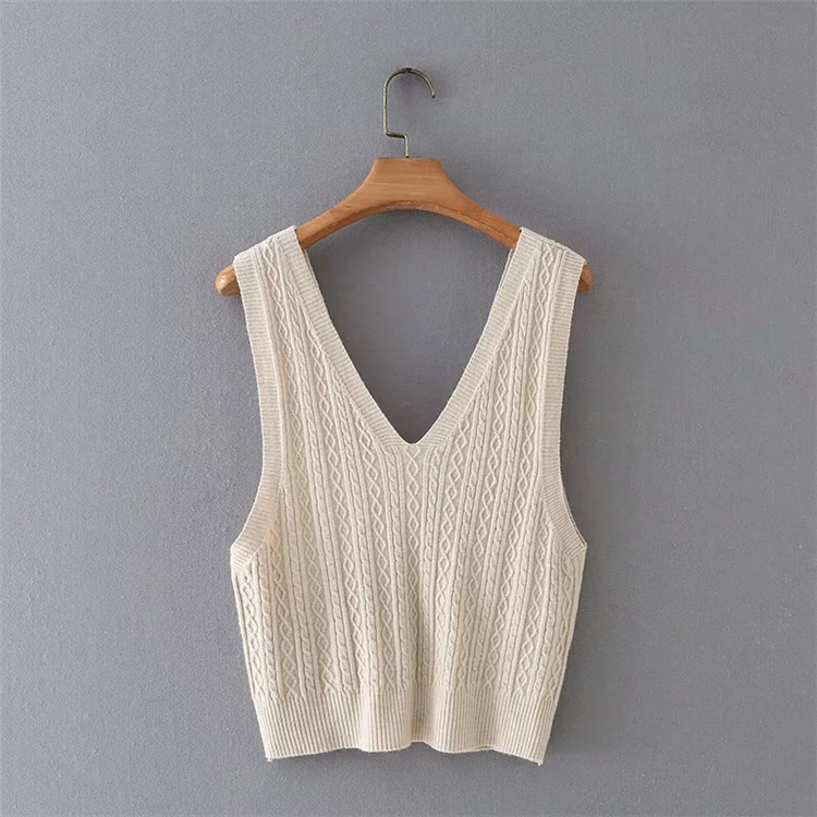 casual simple small V-neck sleeveless sweater NSLD16590