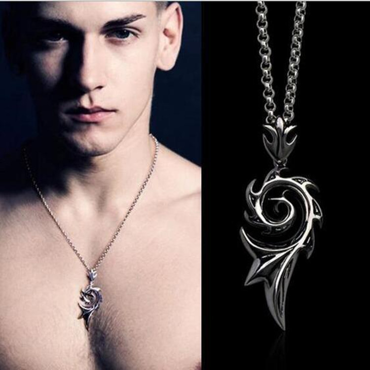 Personalized Spiral Flame Titanium Steel Pendant Necklace Jewelry_voghion.com