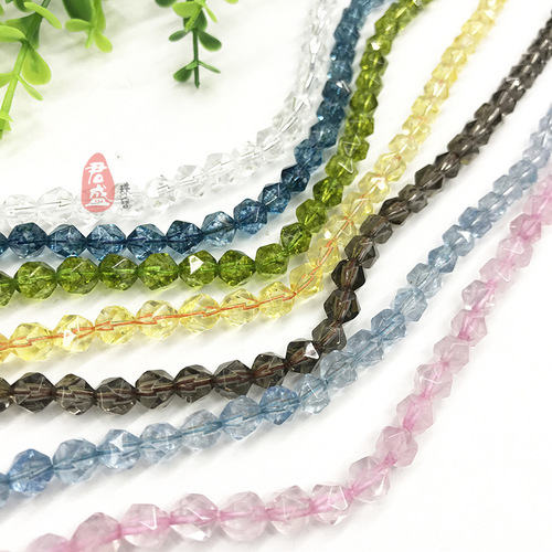 Natural Rose Quartz Blue Crystal Olive Crystal Corner Cut Faceted Beads Pearl Bracelet Matching Beads DIY Accessories Wholesale