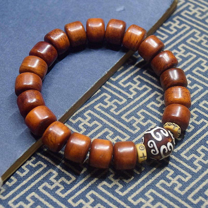Tibetan old material men's yak bone bead bracelet frying beef bone with back pattern Tianzhu ethnic style bracelet