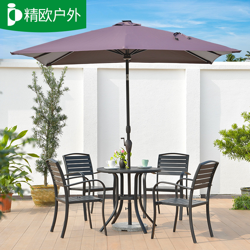 Outdoor solar umbrella plastic table and chair combination garden umbrella garden umbrella commercial casual table and chair middle column beach umbrella
