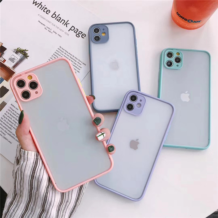 เคสโทรศัทพ์ins简约适用苹果iphone11透明纯色手机壳xsmax手机套78plus防摔女  