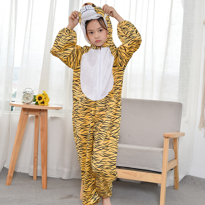 六一万圣节儿童动物老虎角色扮演衣服节日舞台演出服装连体表演服