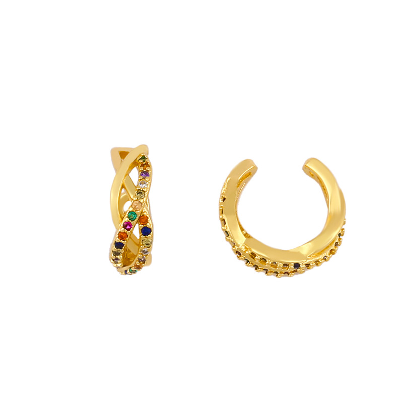 Earrings Micro Inlaid Color Zircon Mouth Ear Clip No Pierced Ear Bone Clip Wholesale display picture 5