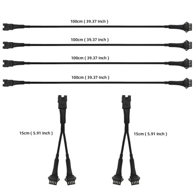 SM端子延长线 4PIN母对公端 摩托车氛围灯连接四芯黑线 RGB灯带线