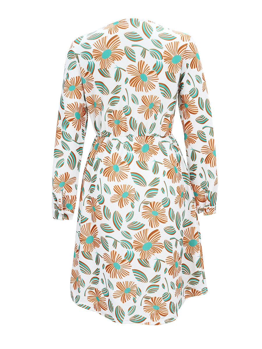 hot selling long-sleeved printed loose dress NSAL2870