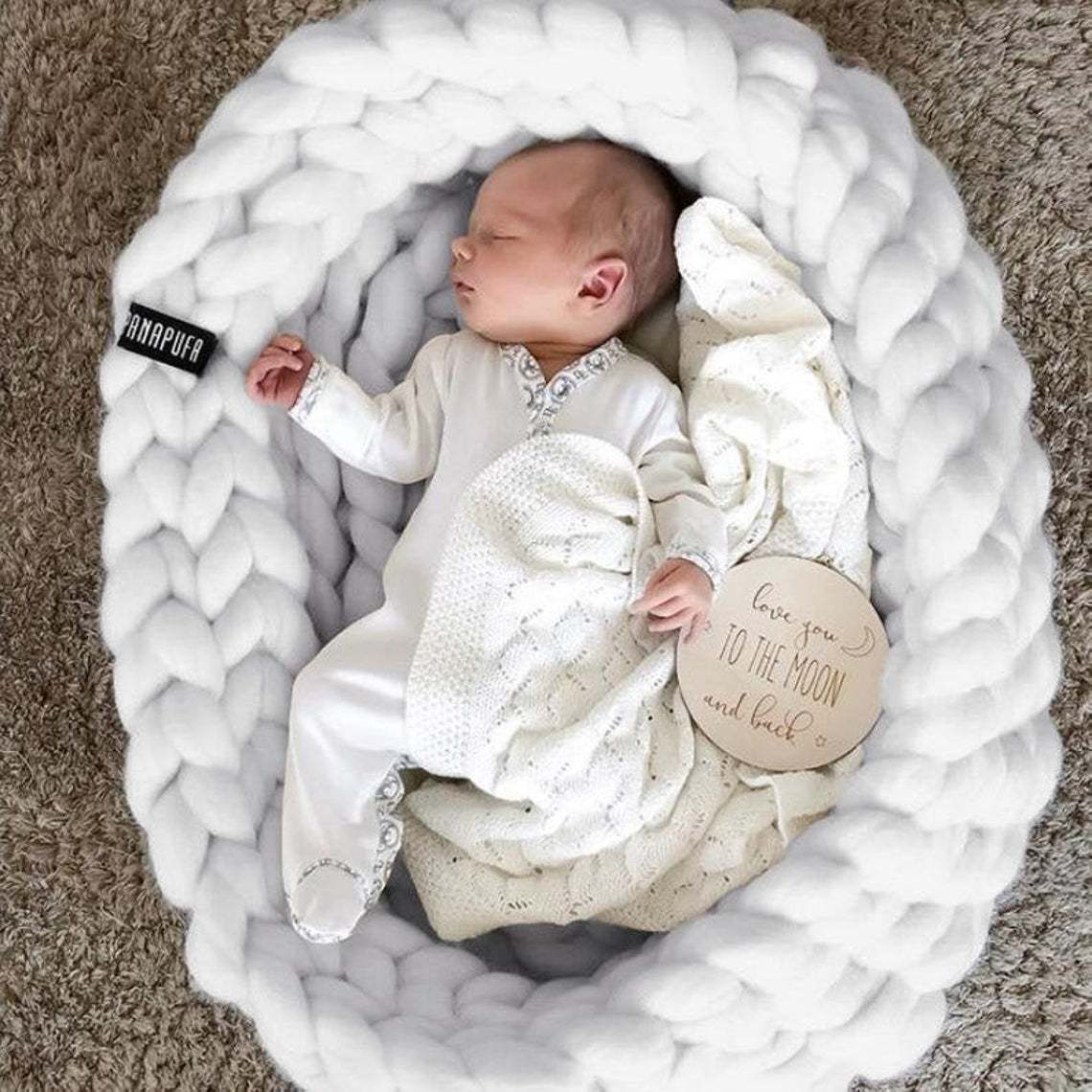 Hand-knitted Newborn Photography Props Baby Basket Knitted Baby Nest Newborn Nest Thick Wire Basket Sleeping Bag