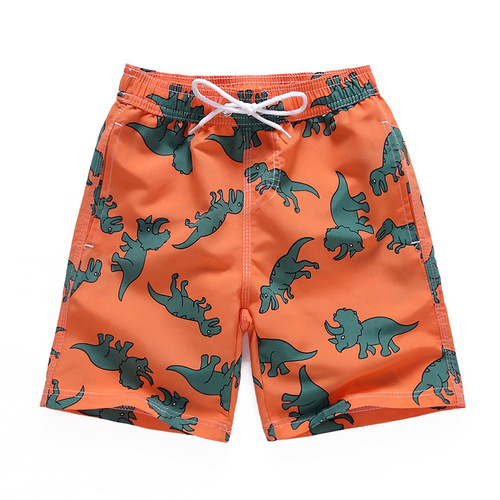 Summer new cartoon print children's quick-drying loose beach trunks and swimming trunks, seaside hot spring five-point waterproof children's pants