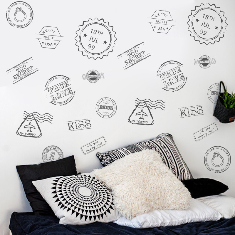 Solid Color Retro Stamp Wall Stickers display picture 4