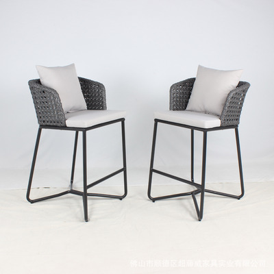 戶外庭院陽台藤編吧椅  室外沙灘露天花園藤條休閑藤吧椅