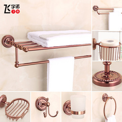 Full Copper Rose Gold Towel Rack Set Bathroom Hardware Bathroom Towel Bar and Shelf Towel Rack