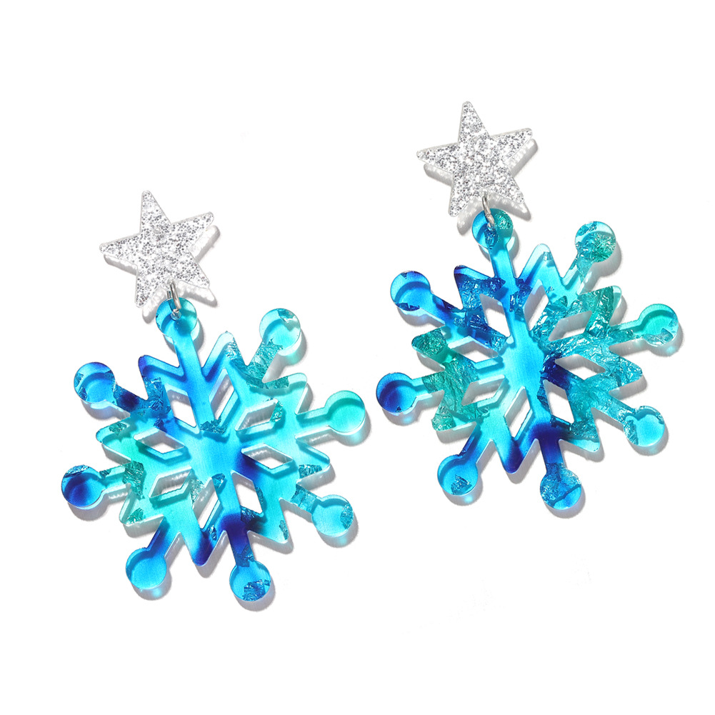 Boucles D&#39;oreilles Flocon De Neige Multicolores display picture 3