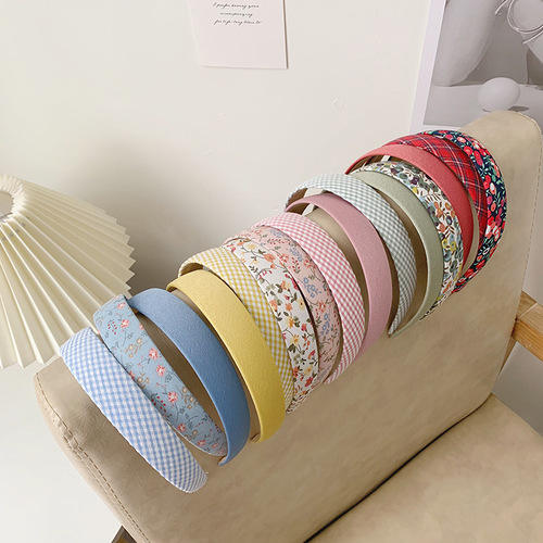 Korean style retro floral plaid simple style hairband versatile headband outer departure card hairband super fairy style headwear for women