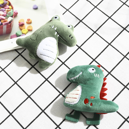 Dinosaur crocodile cotton-filled cartoon plush brooch Japanese cute children's hairpin accessories computer embroidery clothing accessories