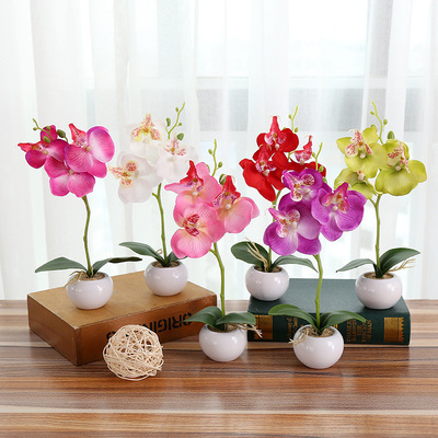 Small round basin home decor Phalaenopsis Bonsai Artificial flower Silk flower ornaments Imitation plants