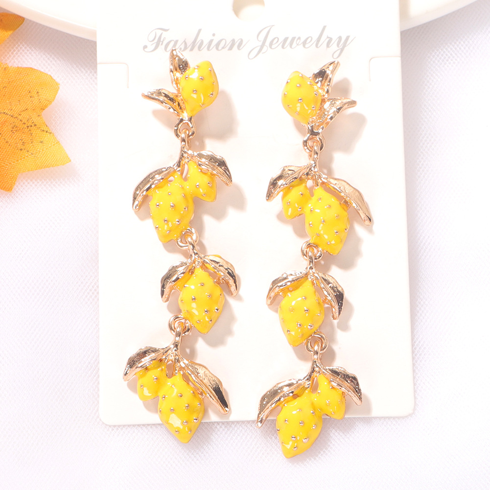 Alloy Drop Oil Lemon Earrings Fashion Natural Earrings Wholesale Nihaojewelry display picture 18