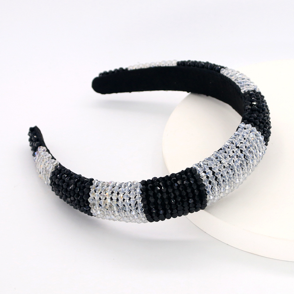 Hot Selling Glass Beads Mix And Match Color Hair Band Crystal Clear Hand-sewn  Hair Band display picture 5