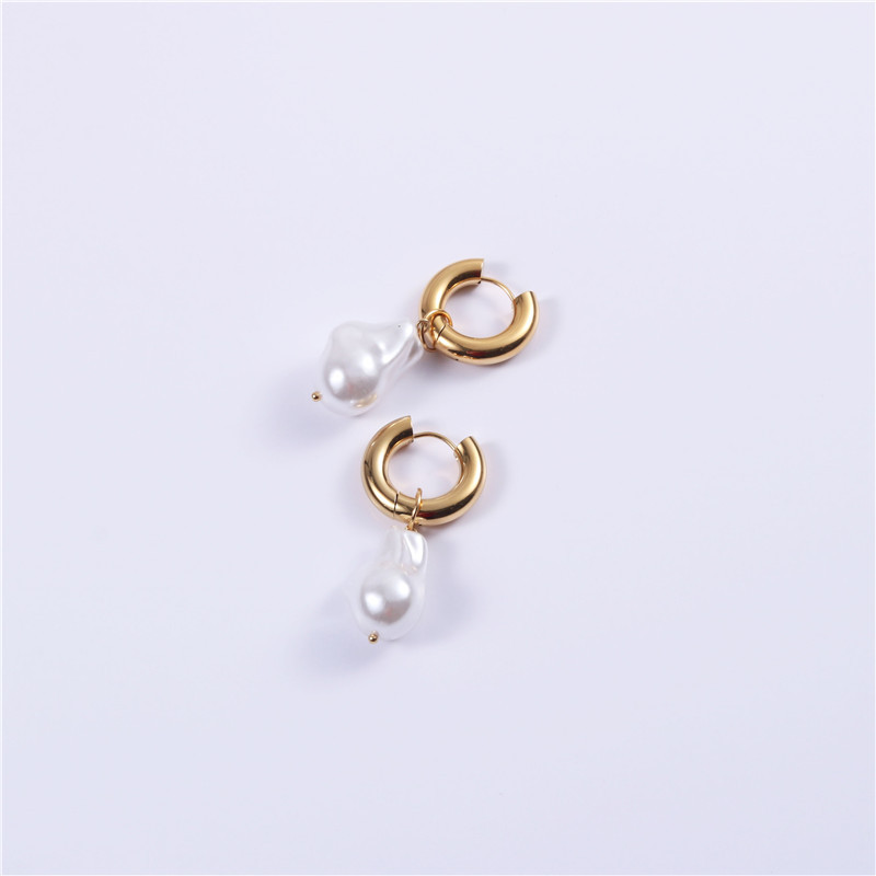 Vintage Style Geometric Titanium Steel Plating Artificial Pearls Drop Earrings 1 Pair display picture 5