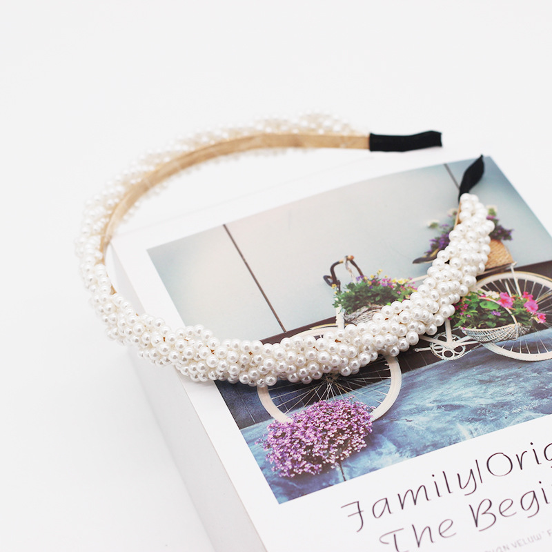 New Korean fashion simple woven pearl ripple knot ladies headband wholesale nihaojewelrypicture2