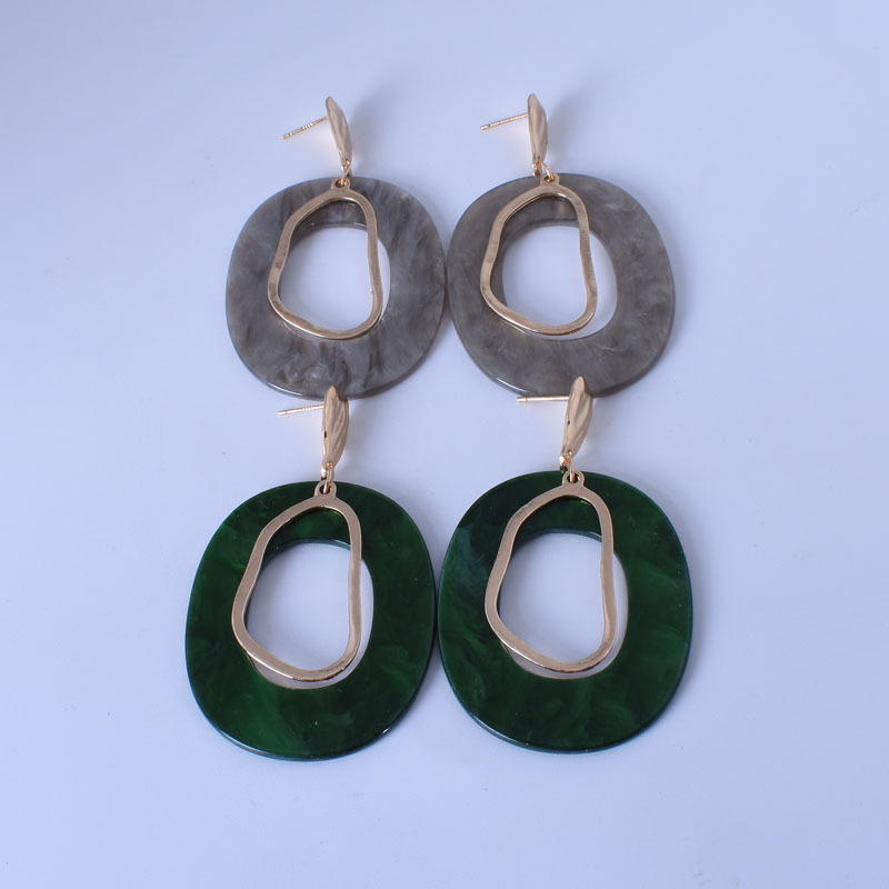 Irregular, Oval Pattern 1 Pair Casual Simple Style Irregular Oval Plating Hollow Out Arylic Alloy Drop Earrings