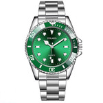 Зеленые мужские часы, стальной ремешок