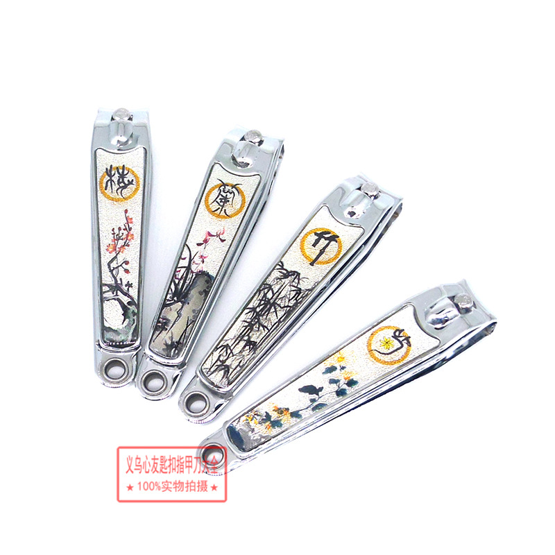 中国风梅兰竹菊胶面指甲钳 恒劲达0818大号平口滴胶指甲钳剪批发详情图8
