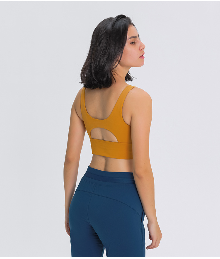 round neck hollow back hem widening yoga vest NSDQF127354