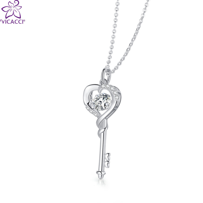 Key to the Heart 925 Silver Smart Necklace Uses Swarovski Crystal Elements