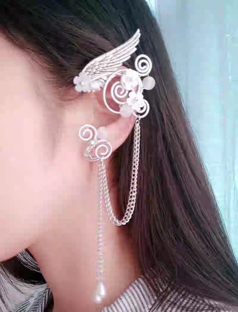 Alloy Material Wings, Flower Pattern Women's Gender Simple Style Wings Flower Alloy Ear Cuffs
